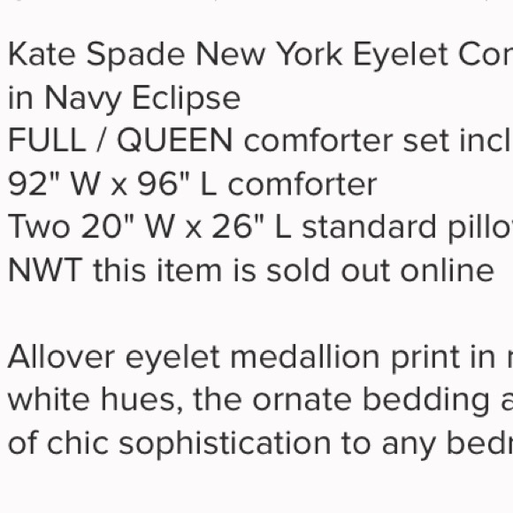 Kate spade Blue medallion full/ queen comforter - Picture 4 of 4